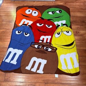 M&Ms World Characters Fleece Throw Blanket 2013 Multi Color 58x46 Brown Red Blue